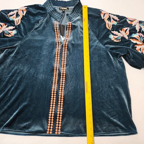 NWT THML Bridgette Top Velvet Embroidered Puff Sleeve XXXL - Picture 14 of 14